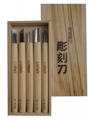 Juego de 5 Cuchillos y Gubias para Madera - Carvy Michi Hamono Made in Japan