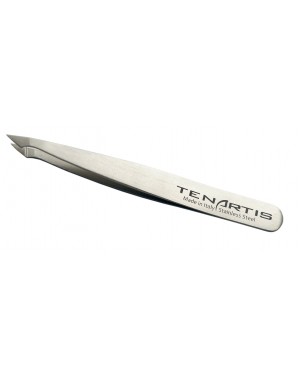 Pointed Slant Stainless Steel Hair Tweezers with Leather Case - Tenartis Made in Italy