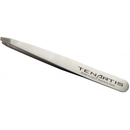 Slant Stainless Steel Hair Tweezers with Leather Case - Tenartis Made in Italy