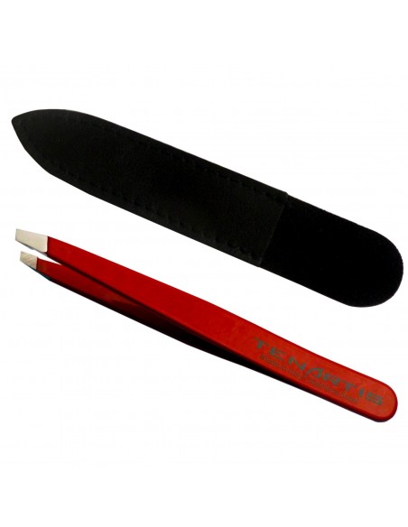 Pince à Épiler Mors Biais Inox avec Etui en Cuir - Tenartis Fabriqué en Italie