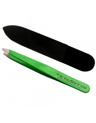 Pince à Épiler Mors Biais Inox avec Etui en Cuir - Tenartis Fabriqué en Italie