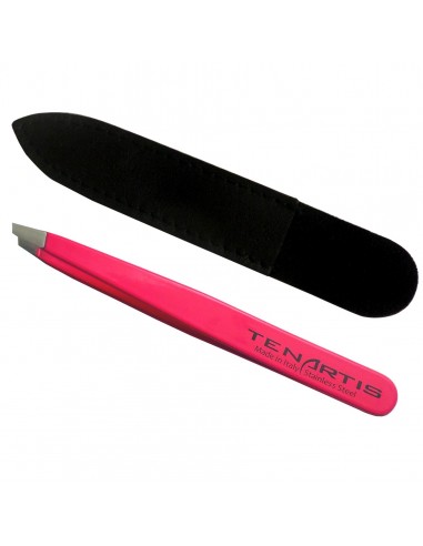 Pince à Épiler Mors Biais Inox avec Etui en Cuir - Tenartis Fabriqué en Italie