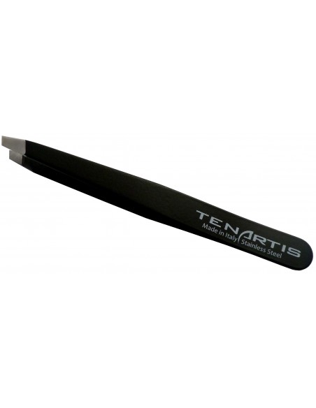 Slant Stainless Steel Hair Tweezers with Leather Case - Tenartis Made in Italy