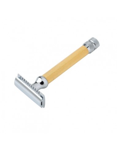 Rasoio di Sicurezza con Pettine Chiuso Cromato e Manico Dorato - Castiles Original