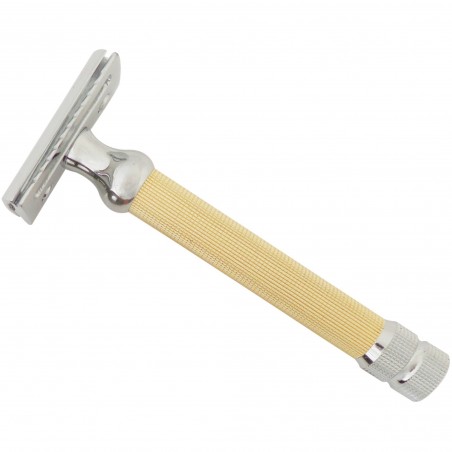 Rasoio di Sicurezza con Pettine Chiuso Cromato e Manico Dorato - Castiles Original