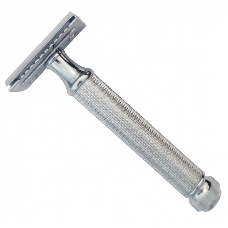 Closed Comb Safety Razor, Chrome-Plated in Leather Case - Castiles Original