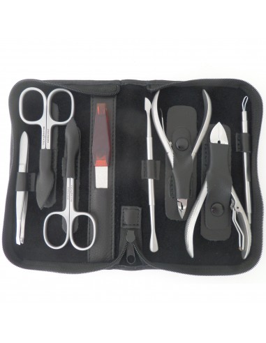 Set Manicura y Pedicura Profesional 8 piezas Inox Negro | Tenartis