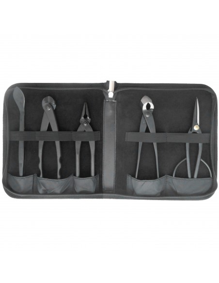 Astuccio Porta Utensili da Bonsai Rigido a 5 Posti con Cerniera (Vuoto)