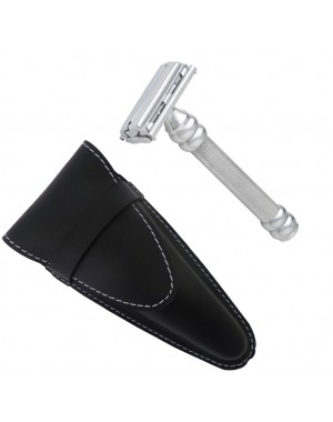 Butterfly Double Edge Safety Razor, Chrome-Plated with Leather Case - Castiles Original