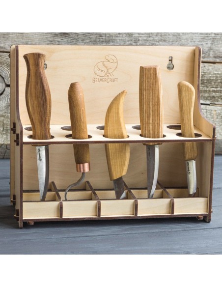 Porte Outils pour 10 Couteaux de Sculpture sur Bois | Tenartis