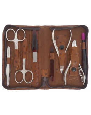 8-Piece Genuine Leather Professional Manicure and Pedicure Set with Zipper - Tenartis Made in Italy
