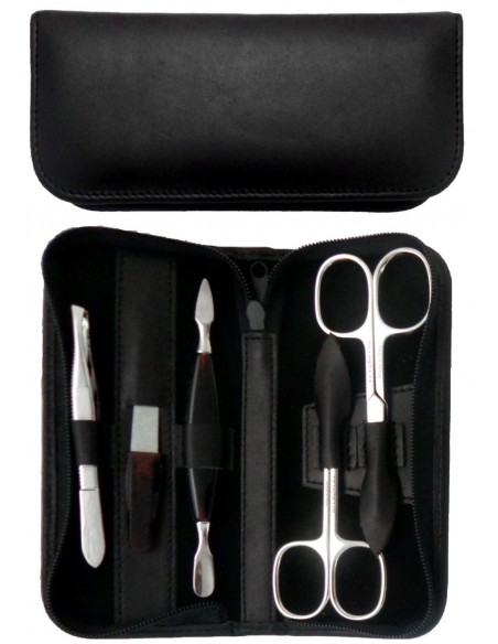 5 teiliges Maniküre Etui aus echtem Leder mit Reißverschluss - Tenartis Made in Italy
