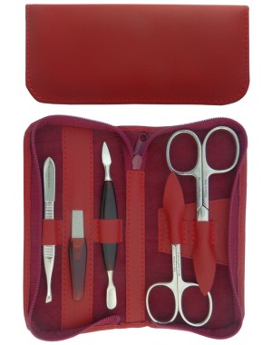 5-Piece Genuine Leather Manicure Set with Zipper - Tenartis Made in Italy