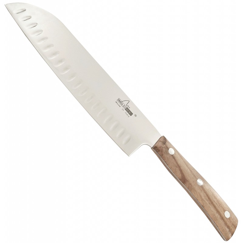 Santoku Kitchen Knife with 19 cm/7.5 inch Blade and Olivewood Handle
