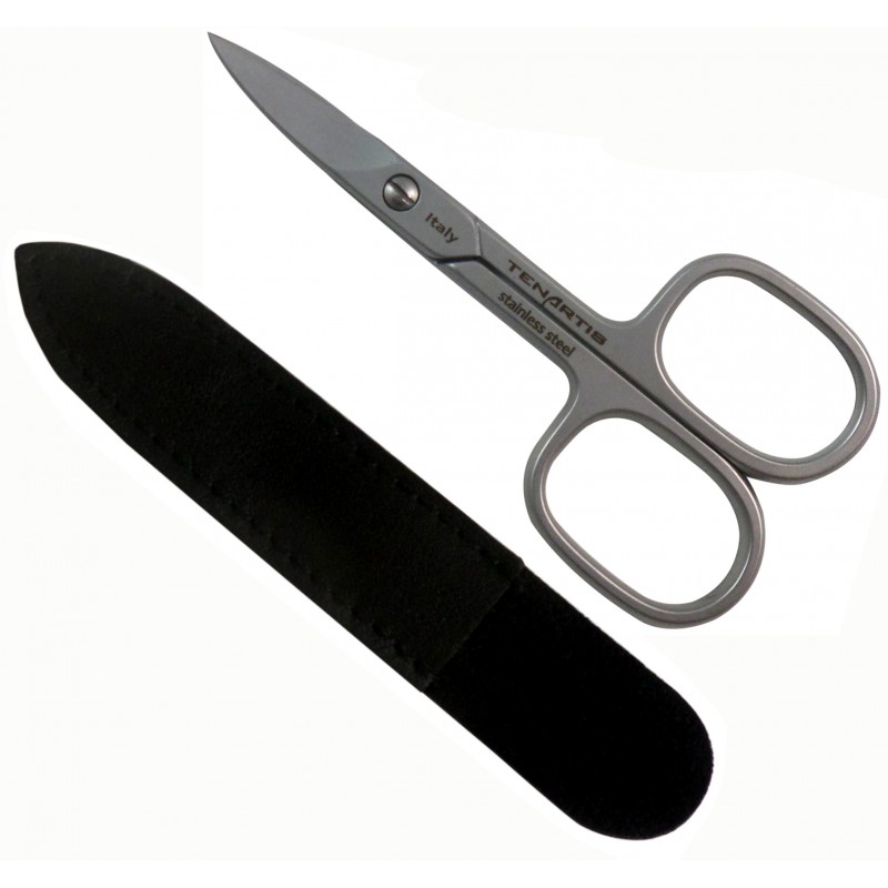 Stainless Steel Curved Nail Scissors PlasticFree with Eco-Friendly Leather Case - Tenartis Made in Italy