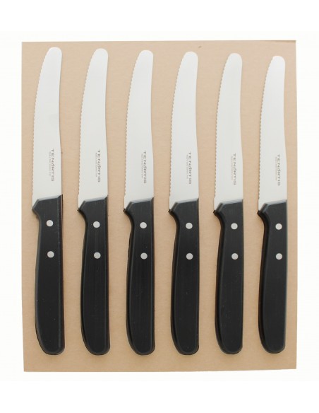6 Stück Obst- Tafel- Steak- Pizzamesser 11 cm mit umweltfreundlich PlasticFree Verpackung - Tenartis Made in Italy
