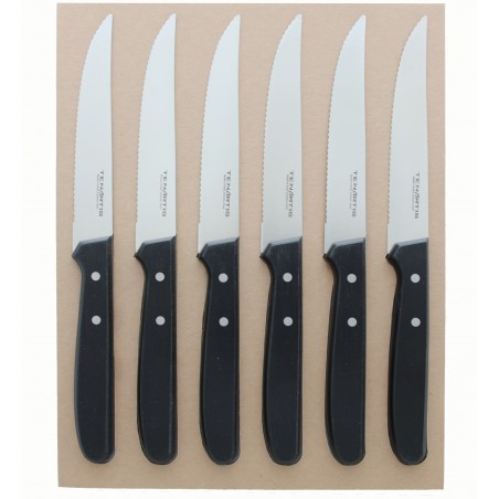 Set of 6 Steak Knives 11.5 cm/4.5 inch blade with Eco-Friendly PlasticFree Pack - Tenartis Made in Italy