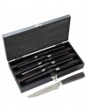 6 Stück Steakmesser 12,5 cm mit Wellenschliff und Holzgriff - Tenartis Professional