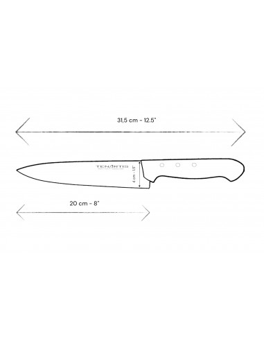 Cuchillo de Cocina Profesional 20 cm con Funda en PVC - Tenartis Made in Italy