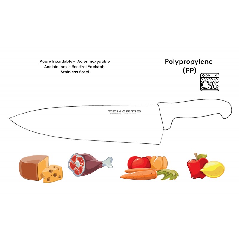 Professional Chef Knife 30 cm/12 inch blade with PVC Case - Tenartis Made in Italy