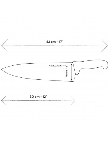 Couteau de Chef 30 cm avec Etui en PVC - Tenartis Fabriqué en Italie