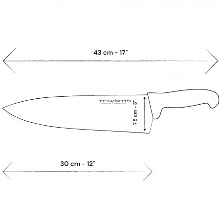 Trinciante, Coltello da Cucina 30 cm con Custodia in PVC - Tenartis Made in Italy