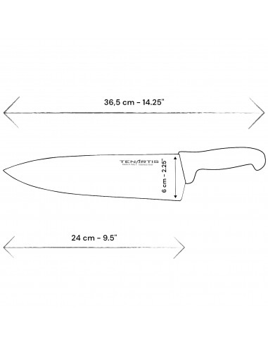 Couteau de Chef 24 cm avec Etui en PVC - Tenartis Fabriqué en Italie