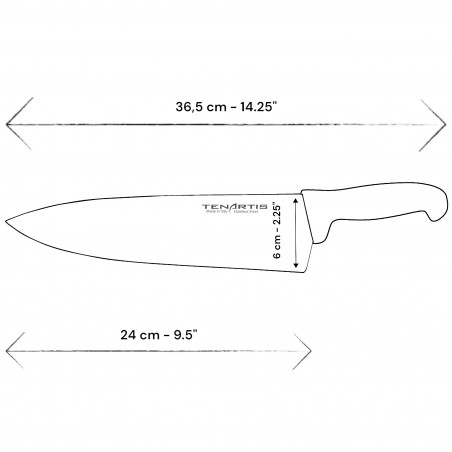 Profi Kochmesser 24 cm mit PVC-Etui - Tenartis Made in Italy