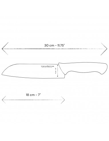 Coltello Santoku per Carne, Pesce e Verdura 18 cm con Custodia in PVC - Tenartis Made in Italy