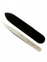 Pointed Stainless Steel Hair Tweezers PlasticFree with Eco-Friendly Leather Case - Tenartis Made in Italy