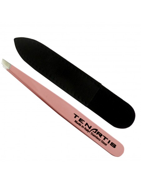 Pince à Épiler Mors Biais Inox Coloré avec Etui en Cuir | Tenartis Shop