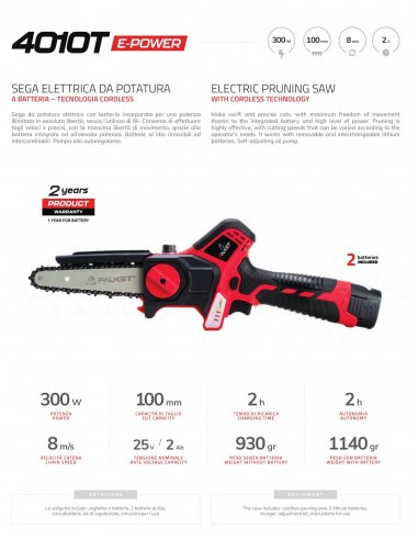 Cordless Pruning Saw with Brushless Motor - Falket 4010T E-Power