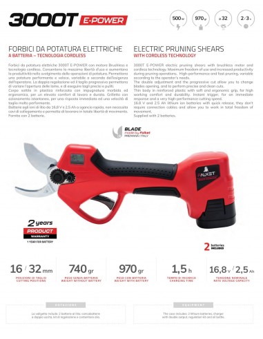 Professionelle Akku-Astschere Falket 3000T E-Power | Tenartis Shop