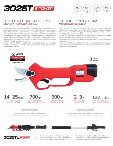 Sécateur Électrique sans Fil Falket 3025T | Tenartis Online Shop