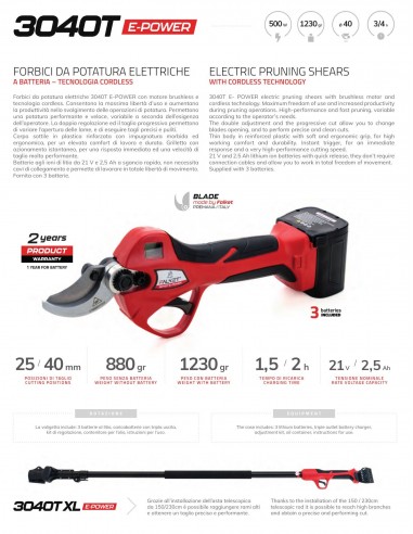 Sécateur Électrique Professionnal Plus  Falket 3040T | Tenartis Shop