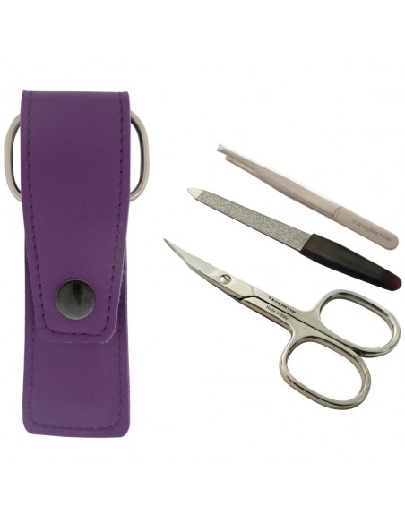 Leather Manicure Set with Nail Scissors, File and Tweezers | Tenartis