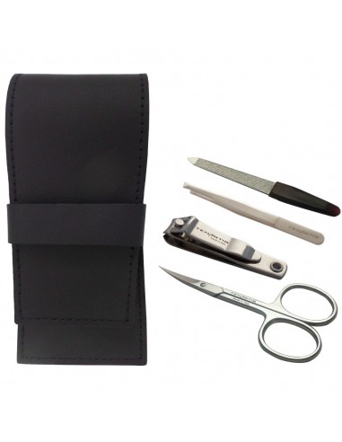 Set Manucure 4 pièces en Cuir avec Coupe Ongles - Tenartis Fabriqué en Italie