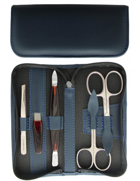5 teiliges Maniküre Etui aus echtem Leder mit Reißverschluss - Tenartis Made in Italy