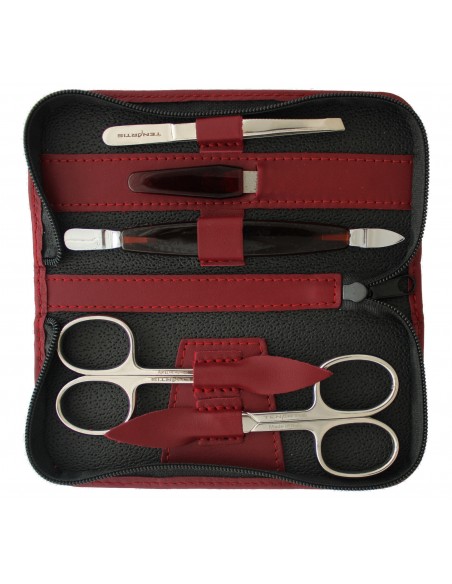 5 teiliges Maniküre Etui aus echtem Leder mit Reißverschluss - Tenartis Made in Italy