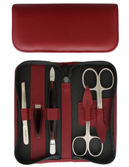 5 teiliges Maniküre Etui aus echtem Leder mit Reißverschluss - Tenartis Made in Italy