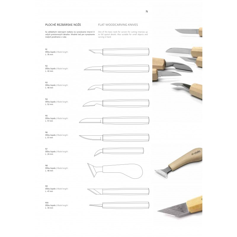 Couteau Professionnel pour Sculpture sur Bois - M-stein Fabriqué en Slovaquie
