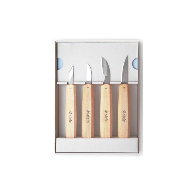 Jeu avec 4 Couteaux Professionnels pour Sculpture sur Bois - M-stein SN1 Fabriqué en Slovaquie