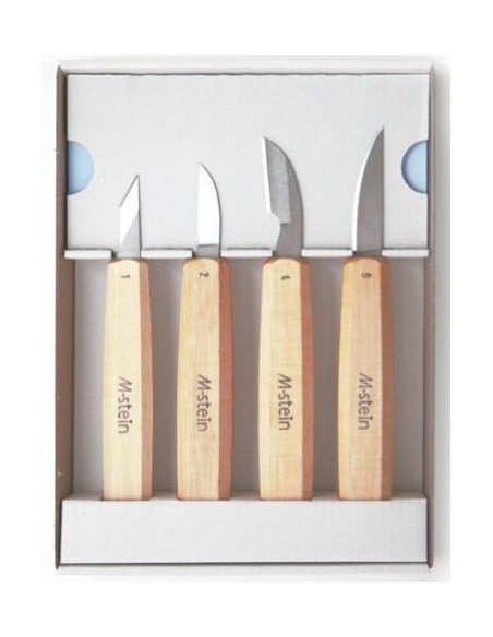 Jeu avec 4 Couteaux Professionnels pour Sculpture sur Bois - M-stein SN1 Fabriqué en Slovaquie