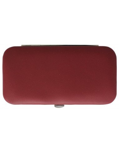 6-Piece Burgundy Genuine Leather Manicure Set with Nail Clipper - Tenartis Made in Italy