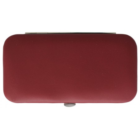 6-Piece Burgundy Genuine Leather Manicure Set with Nail Clipper - Tenartis Made in Italy