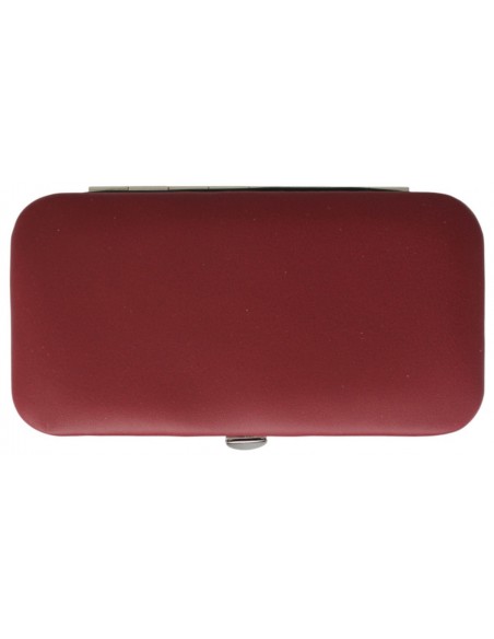 6 teiliges Maniküre Etui aus echtem Leder Bordeaux mit Nagelknipser - Tenartis Made in Italy