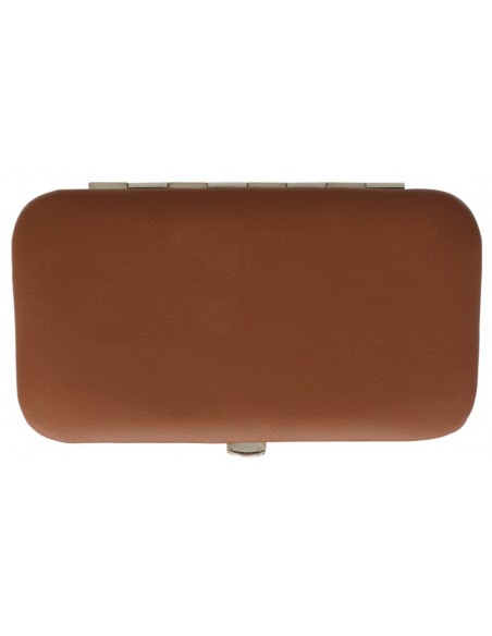 6-Piece Brown Genuine Leather Manicure Set with Nail Clipper - Tenartis Made in Italy