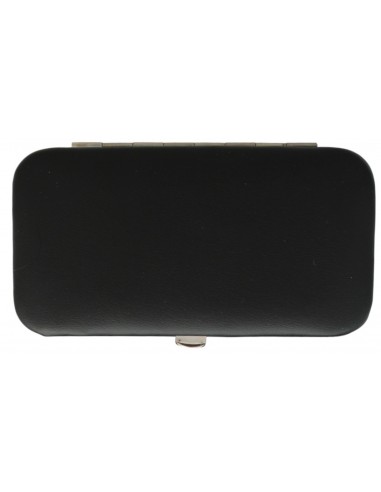 6-Piece Black Genuine Leather Manicure Set with Nail Clipper - Tenartis Made in Italy