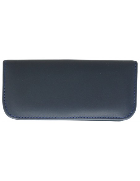 Set Manucure 5 pièces Inox en Cuir avec Coupe Ongles et Fermeture à Glissière Bleu - Tenartis Fabriqué en Italie