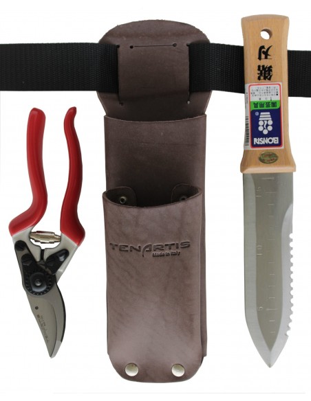 Set di Attrezzi da Giardinaggio Deluxe con Coltello da Scavo Giapponese Hori-Hori e Forbici da Giardino - Tenartis